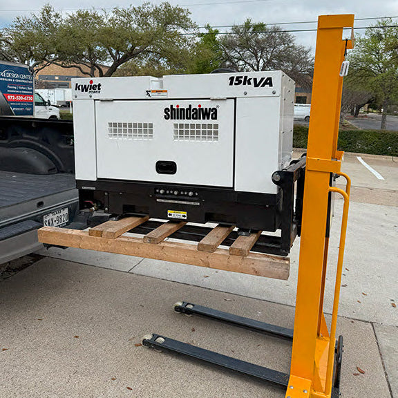 PikaLift Lifting a generator to the truck; Material Lift